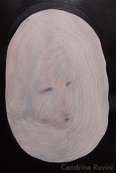 Cendrine Rovini - Ténèbres au dessus de l'abîme - Dessin sur papier aquarelle 300g - Acrylique, encres, mine graphite, crayons de couleurs - 23 x 15,5cm - 120€
