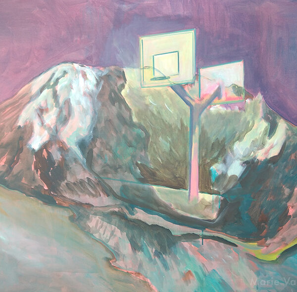 Marie VANDOOREN - Basket et montagne - Acrylique sur toile - 2022 - 100x81cm - 1200€