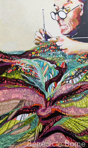 Tricoteur âgé - 50x30cm - 10€/mois - 290 €