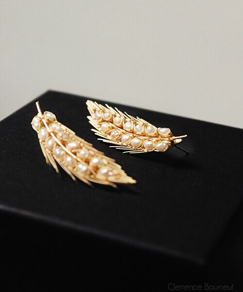 Boucles d'oreilles modèle épis - Broderie de paille