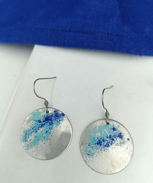 Boucles d'oreille collection JUZCAR - aluminium émaillé bleu