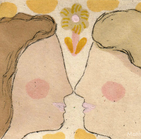 Matild Gros - Face à face - Pointe sèche rehaussée - 10x15cm - 32€