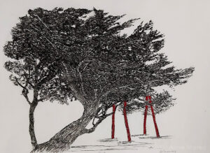 Résiste - Gravure et broderie - 5/10 - 40x50cm - encadré - 10€/mois - 350 €