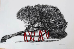 Tendres épousailles – 3/10 - Gravure et broderie - 40x50cm - encadré - 10€/mois - 350 €