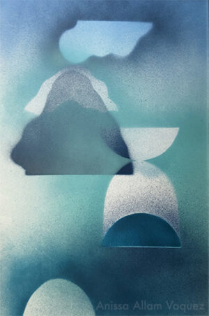 Post-embruns, variations bleues – formes bombées - 45x30cm - 10€/mois - 140 €