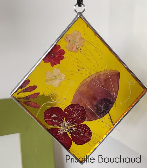 Losange fleuri - Vitrail
